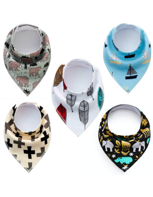 SET 3 Boys 5 Baby Bibs Bandana Handkerchief for Infant Drooling Teething Super Absorbent Bibs Age 0-24M